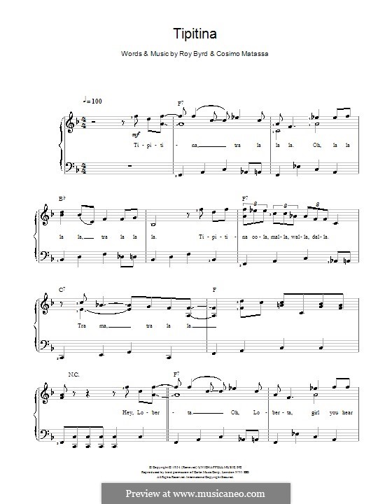 Tipitina (Professor Longhair): Для голоса и фортепиано by Cosimo Matassa, Roy Byrd
