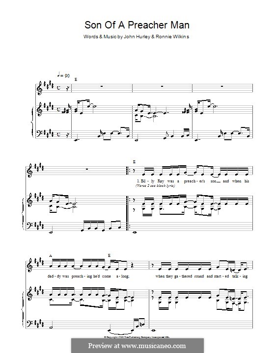 Son of a Preacher Man (Dusty Springfield): Для голоса и фортепиано (или гитары) by John Hurley, Ronnie Wilkins
