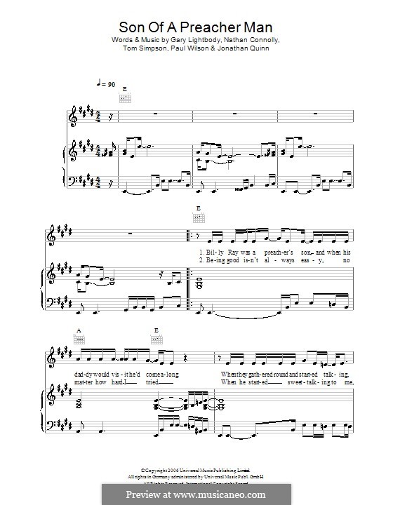 Son of a Preacher Man (Dusty Springfield): Для голоса и фортепиано (или гитары) by John Hurley, Ronnie Wilkins