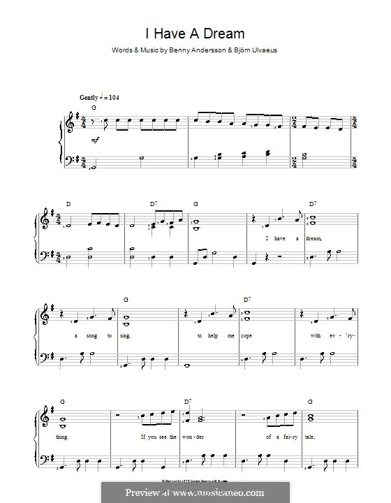 I Have a Dream (ABBA): Для голоса и фортепиано by Benny Andersson, Björn Ulvaeus