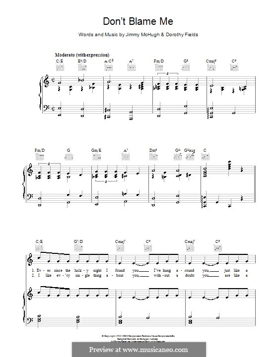 Don't Blame Me: Для голоса и фортепиано (или гитары) by Jimmy McHugh