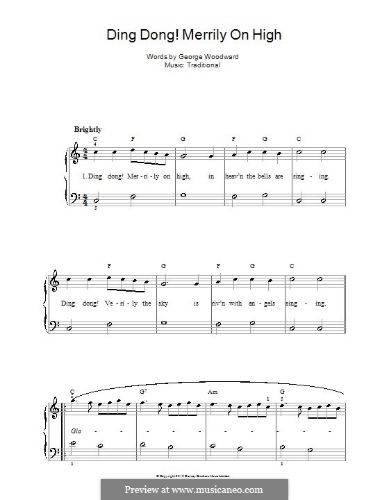 Ding Dong! Merrily on High (Printable Scores): Для голоса и фортепиано by folklore