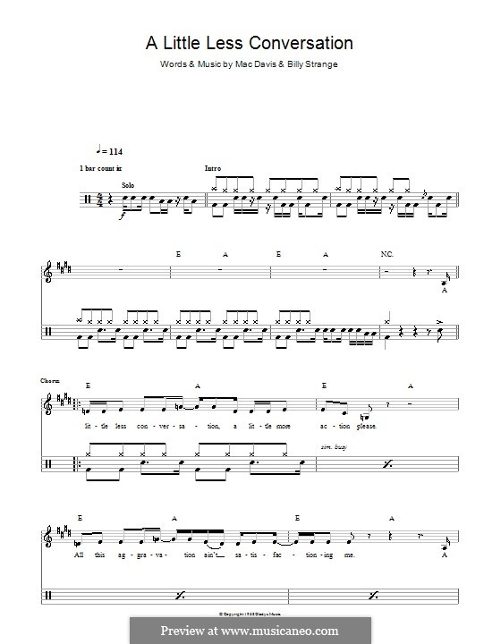 A Little Less Conversation (Elvis Presley): Для ударных by Billy Strange, Mac Davis
