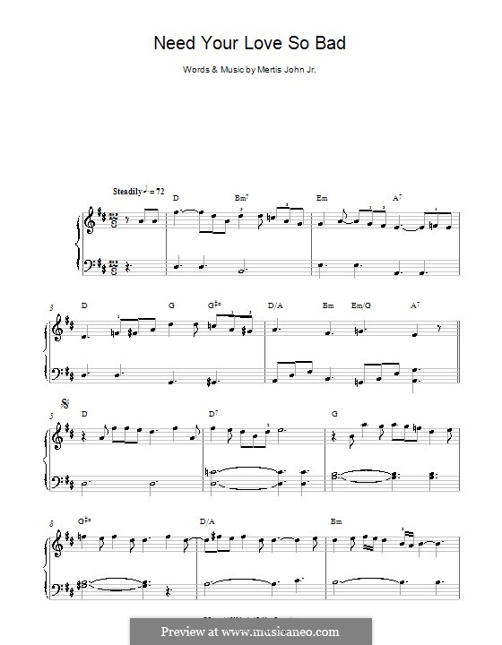 Need Your Love So Bad (Fleetwood Mac): Для фортепиано (легкий уровень) by Mertis John Jr.