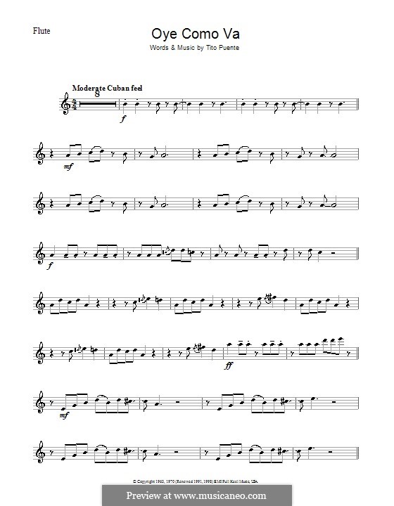 Oye Como Va (Santana): Для флейты by Tito Puente