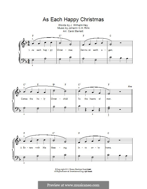 As Each Happy Christmas: Для голоса и фортепиано by Johann C.H. Rink