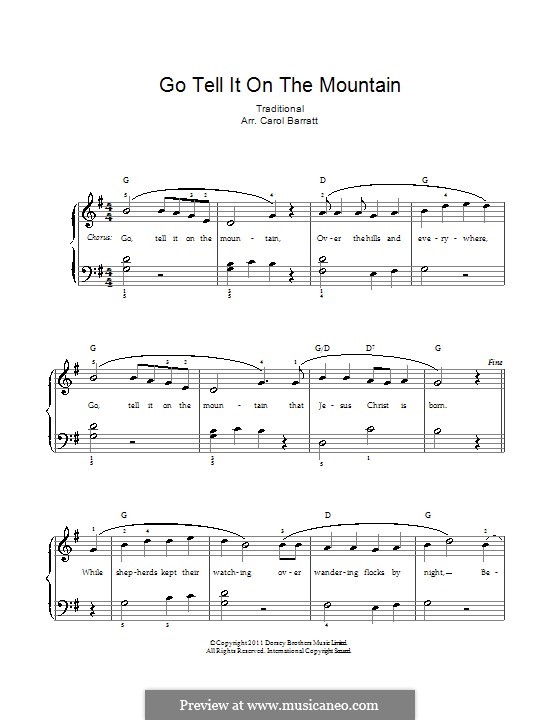 Go, Tell it on the Mountain (Printable Scores): Для голоса и фортепиано by folklore