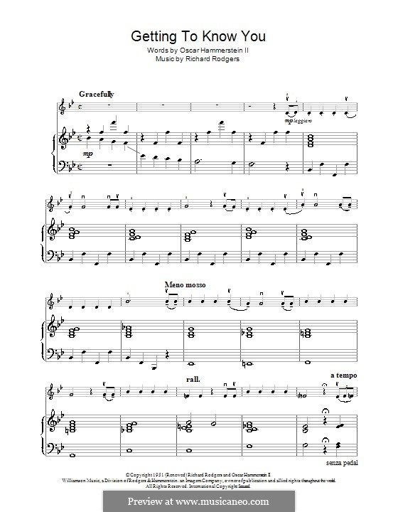 Getting to Know You (from The King and I): Для скрипки и фортепиано by Richard Rodgers