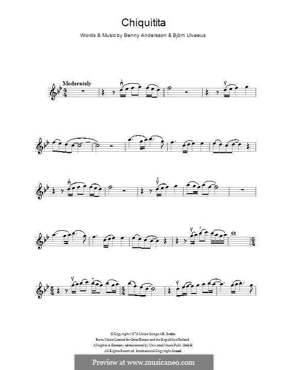 Chiquitita (ABBA): Для скрипки by Benny Andersson, Björn Ulvaeus