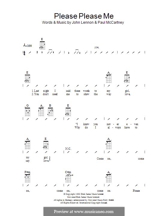 Please Please Me (The Beatles): Укулеле с вариантами боя by John Lennon, Paul McCartney