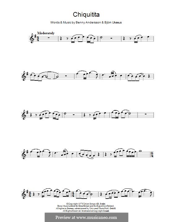 Chiquitita (ABBA): Для альтового саксофона by Benny Andersson, Björn Ulvaeus
