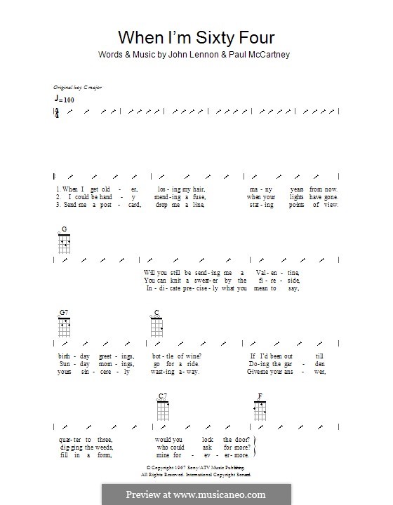 When I'm Sixty-Four (The Beatles), for One Instrument: Укулеле с вариантами боя by John Lennon, Paul McCartney