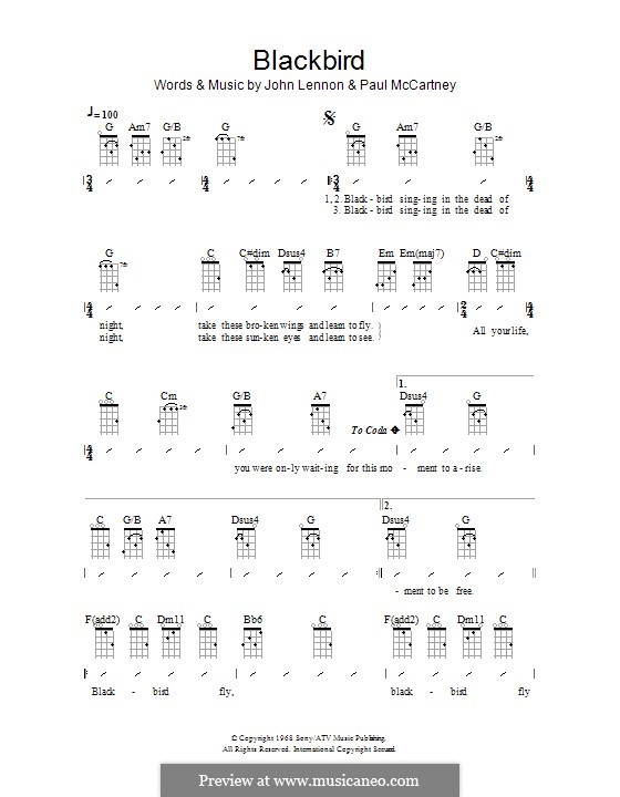 Blackbird (The Beatles): Для укулеле by John Lennon, Paul McCartney