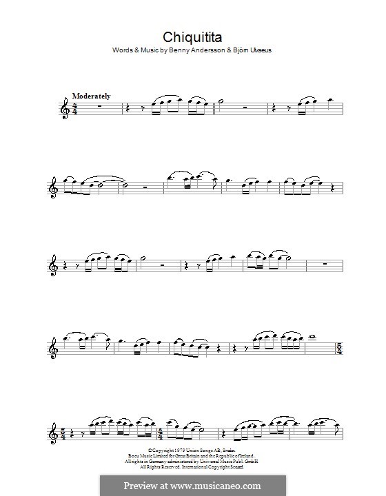 Chiquitita (ABBA): Для кларнета by Benny Andersson, Björn Ulvaeus