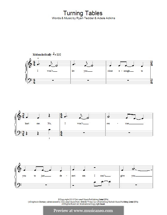 Turning Tables: Для фортепиано (легкий уровень) by Adele, Ryan B Tedder