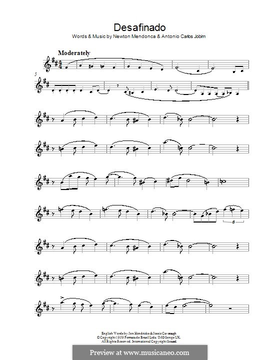 Desafinado (Slightly Out of Tune): Для альтового саксофона by Antonio Carlos Jobim