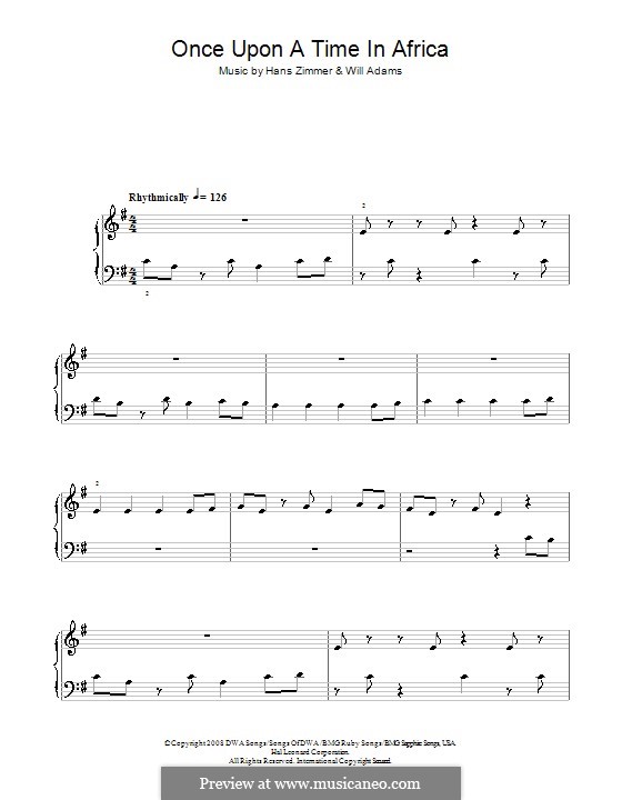 Once Upon a Time in Africa: Для фортепиано (легкий уровень) by Hans Zimmer, will.i.am