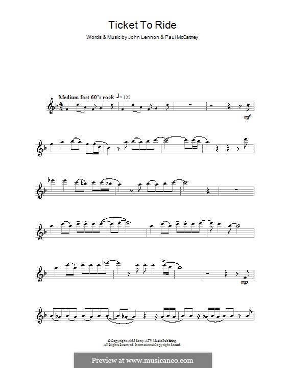 Ticket to Ride (The Beatles): Для флейты by John Lennon, Paul McCartney