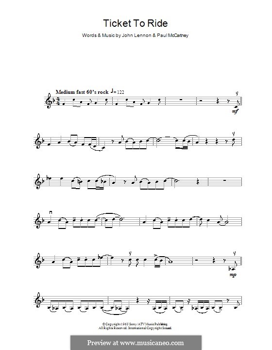 Ticket to Ride (The Beatles): Для скрипки by John Lennon, Paul McCartney