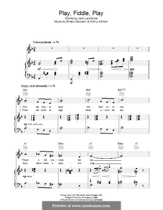 Play, Fiddle, Play (Al Bowlly): Для голоса и фортепиано (или гитары) by Arthur Altman, Emery Deutsch