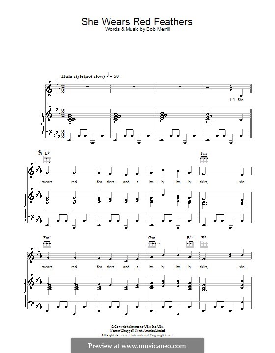 She Wears Red Feathers: Для голоса и фортепиано (или гитары) by Bob Merrill