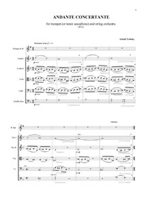Andante Concertante for Trumpet (or Tenor Saxophone) and String Orchestra: Партитура by Аркадий Троицкий