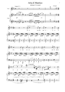 Aria di Manrico 'Ah si, ben mio': Для голоса и фортепиано by Джузеппе Верди