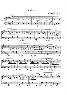 Вальс ля-бемоль мажор, Op.42: Для фортепиано by Фредерик Шопен