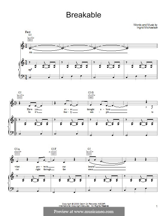 Breakable: Для голоса и фортепиано (или гитары) by Ingrid Michaelson