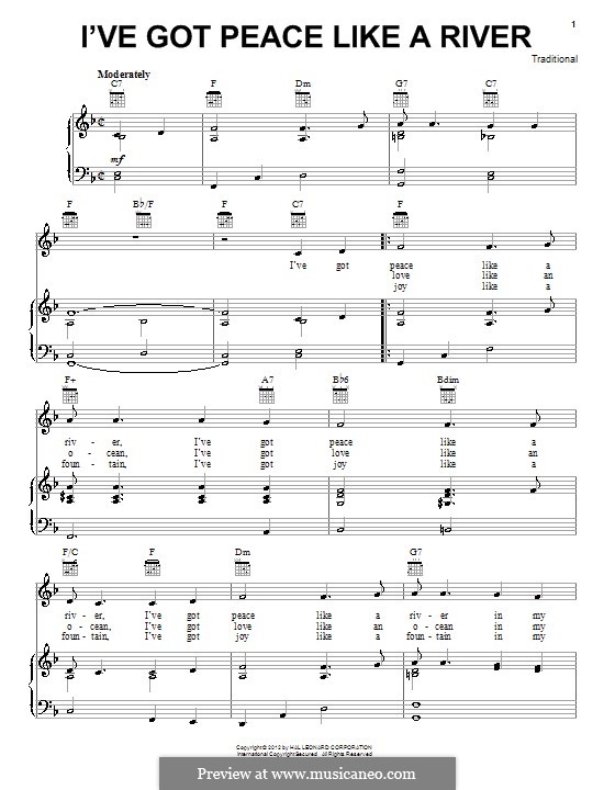 I've Got Peace Like a River: Для голоса и фортепиано (или гитары) by folklore