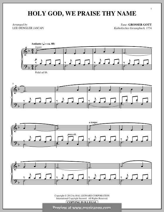 Боже, славим мы Тебя: Для фортепиано by folklore