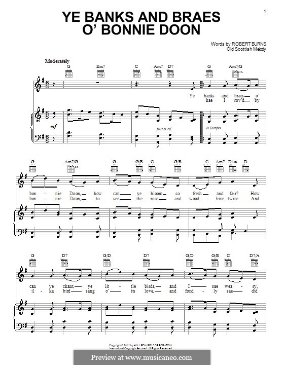 Ye Banks and Braes: Для голоса и фортепиано (или гитары) by folklore