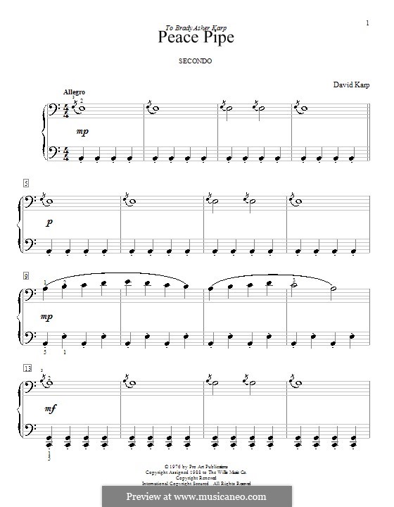 Peace Pipe: Для фортепиано в 4 руки by David Karp
