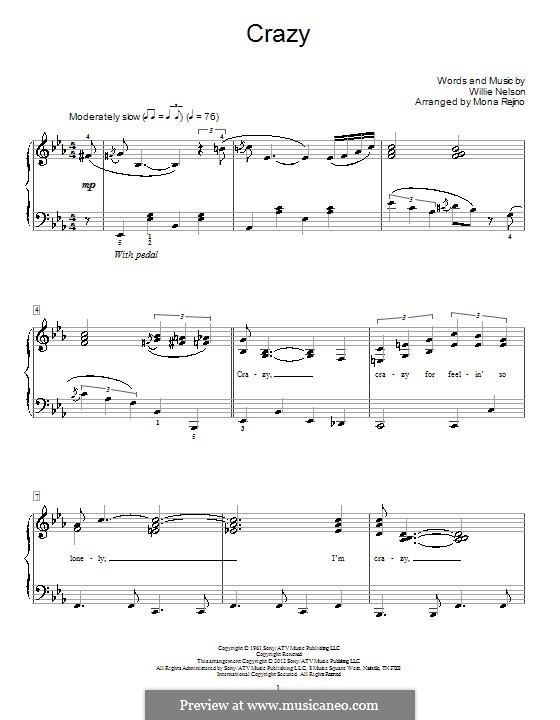 Crazy (Patsy Cline): Для фортепиано by Willie Nelson