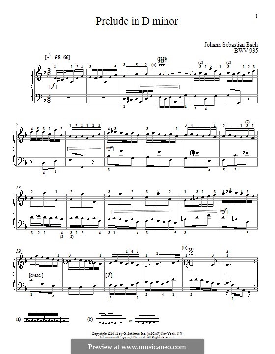 Prelude No.3 in D Minor, BWV 935: Для фортепиано by Иоганн Себастьян Бах
