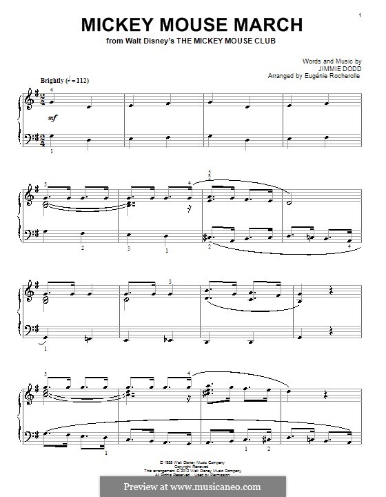 Mickey Mouse March (from The Mickey Mouse Club): Для фортепиано by Jimmie Dodd
