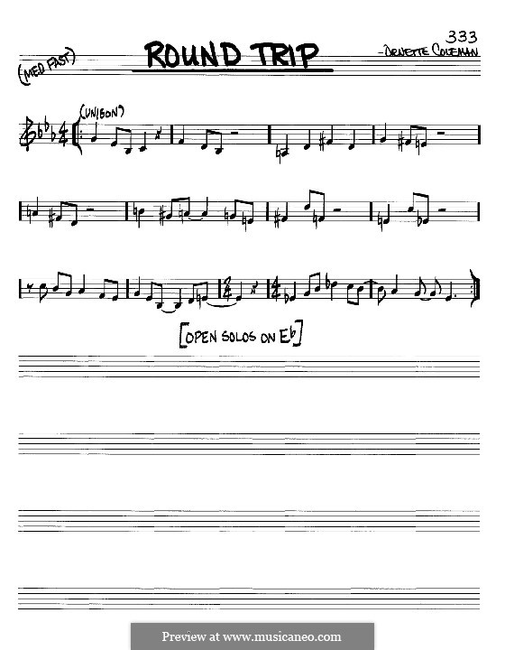 Round Trip: Melody and chords – C instrument by Ornette Coleman