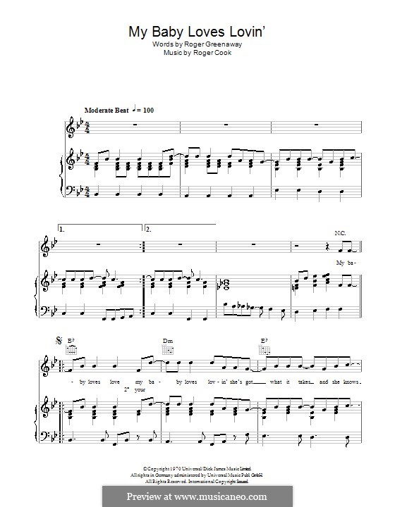 My Baby Loves Lovin': Для голоса и фортепиано (или гитары) by Roger Cook