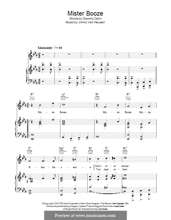 Mister Booze (Frank Sinatra): Для голоса и фортепиано (или гитары) by Jimmy Van Heusen