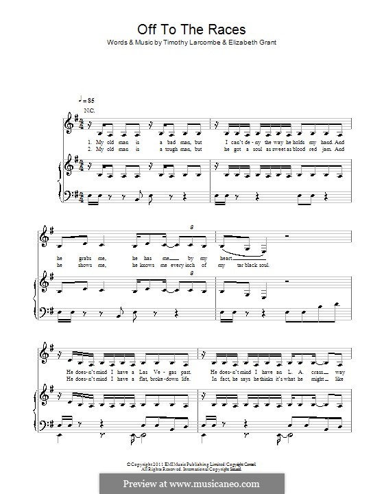 Off to the Races (Lana Del Rey): Для голоса и фортепиано (или гитары) by Timothy Larcombe, Elizabeth Grant