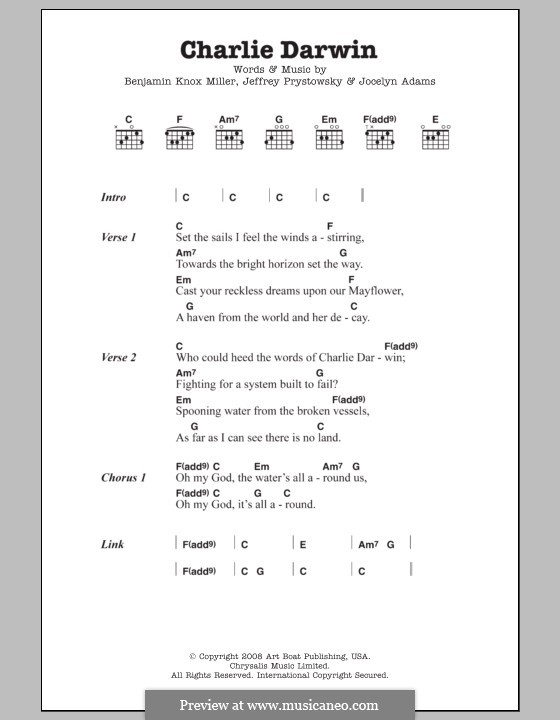 Charlie Darwin (The Low Anthem): Текст и аккорды by Benjamin Knox Miller, Jeffrey Prystowsky, Jocelyn Adams