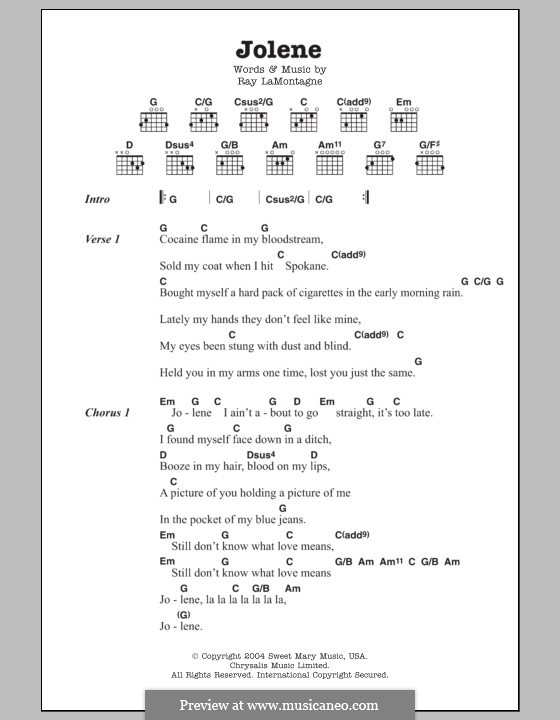 Jolene: Текст, аккорды by Ray LaMontagne