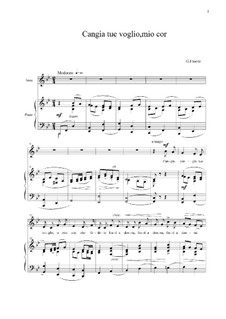 Cangia tue voglie, o mio cor: For mezzo-soprano and piano by Giovanni Fasolo
