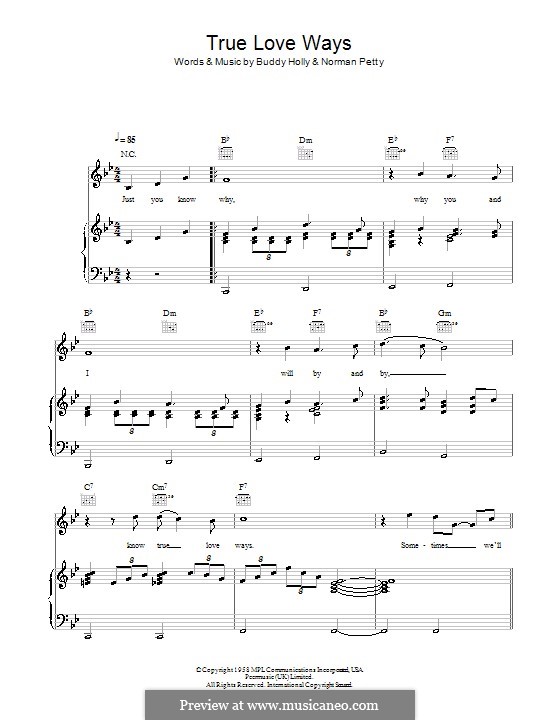 True Love Ways (Military Wives): Для голоса и фортепиано (или гитары) by Buddy Holly, Norman Petty