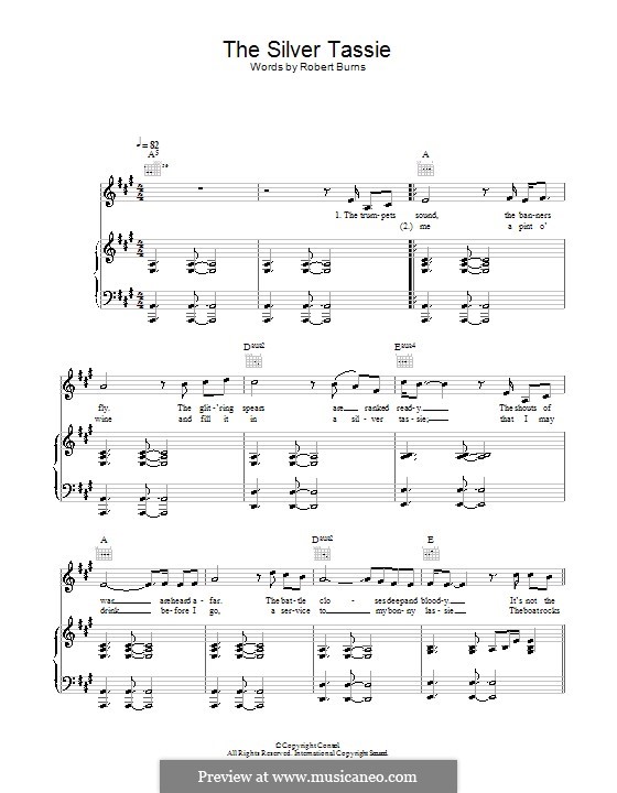 The Silver Tassie: Для голоса и фортепиано (или гитары) by Unknown (works before 1850)