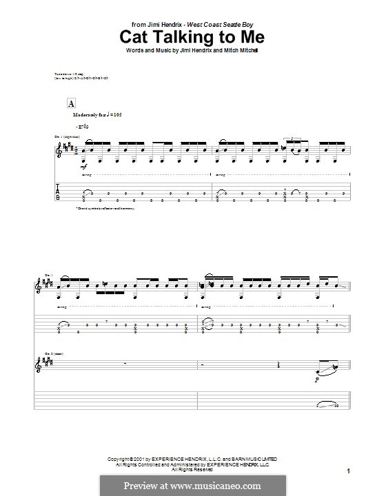 Cat Talking to Me: Для гитары by Mitch Mitchell