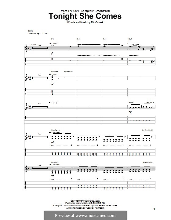 Tonight She Comes (The Cars): Для гитары с табулатурой by Ric Ocasek
