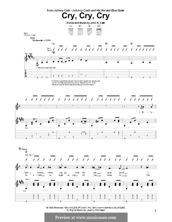 Cry, Cry, Cry: Для гитары by Johnny Cash
