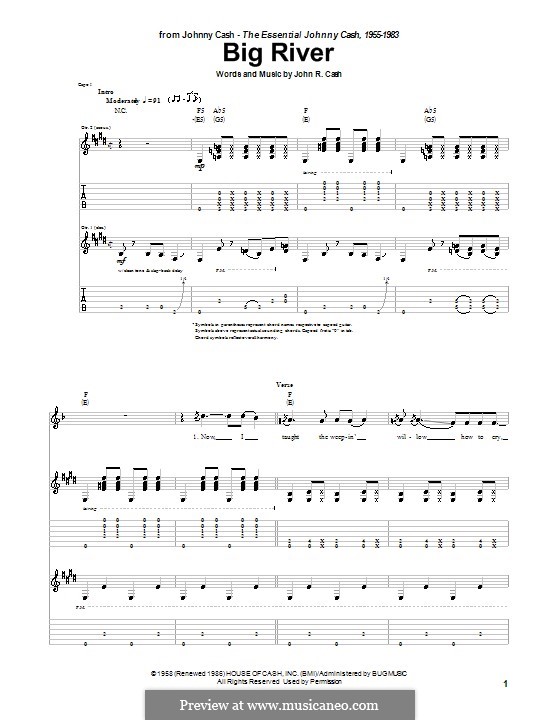 Big River: Для гитары (легкий уровень) by Johnny Cash