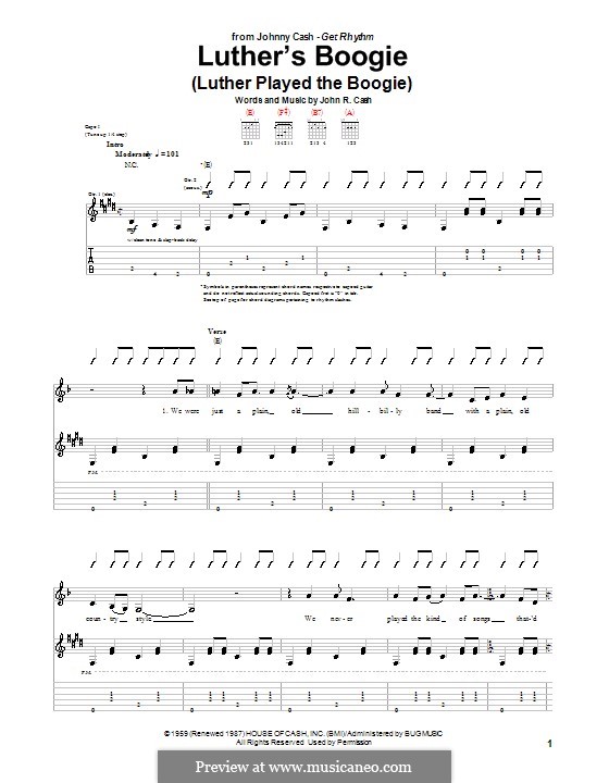 Luther's Boogie (Luther Played the Boogie): Для гитары by Johnny Cash